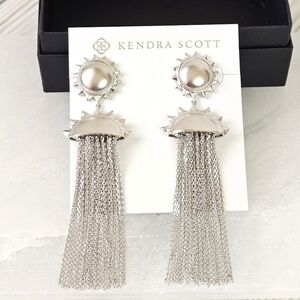 Kendra Scott Sienna Sun Statement Earrings in Rhodium Silver NWT